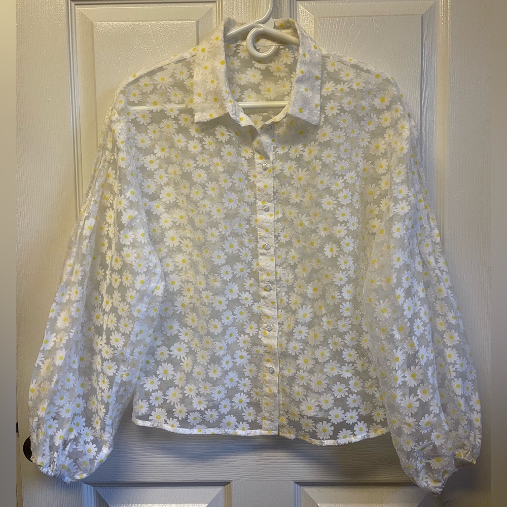 Forever 21 White and Yellow Floral Blouse